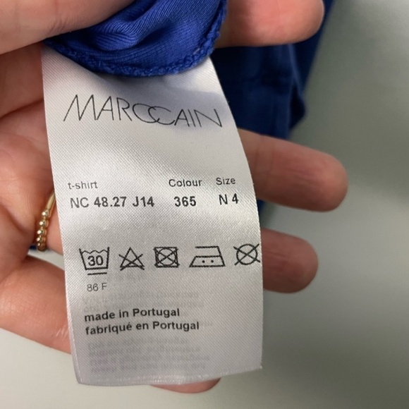 Marc Cain v neckline ruffle trim top in Atlantic blue - Picture 7 of 9